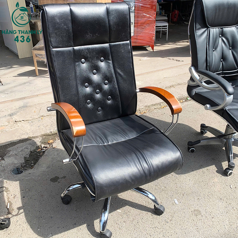 Ghế Giám Đốc Da Đen Tay Gỗ Cũ Sang Trọng ghe-giam-doc-da-den-tay-go-cu-sang-trong-1 Ghế Giám Đốc Da Đen Tay Gỗ Cũ Sang Trọng