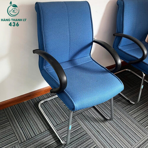 Ghế Làm Việc Nỉ Cũ Màu Xanh Chân Quỳ Tay Vịn Nhựa 3 ghe lam viec ni cu mau xanh chan quy tay vin nhua 1