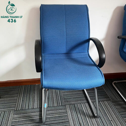 Ghế Làm Việc Nỉ Cũ Màu Xanh Chân Quỳ Tay Vịn Nhựa 2 ghe lam viec ni cu mau xanh chan quy tay vin nhua 3