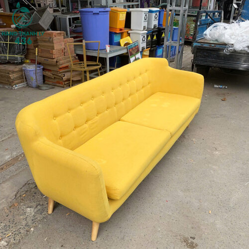 ghe sofa cu 2m1x80cm boc vai mau vang noi bat 4