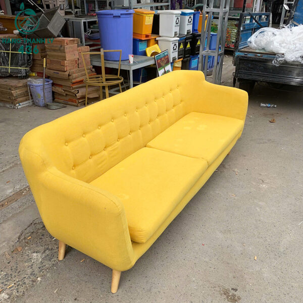 ghe sofa cu 2m1x80cm boc vai mau vang noi bat 4