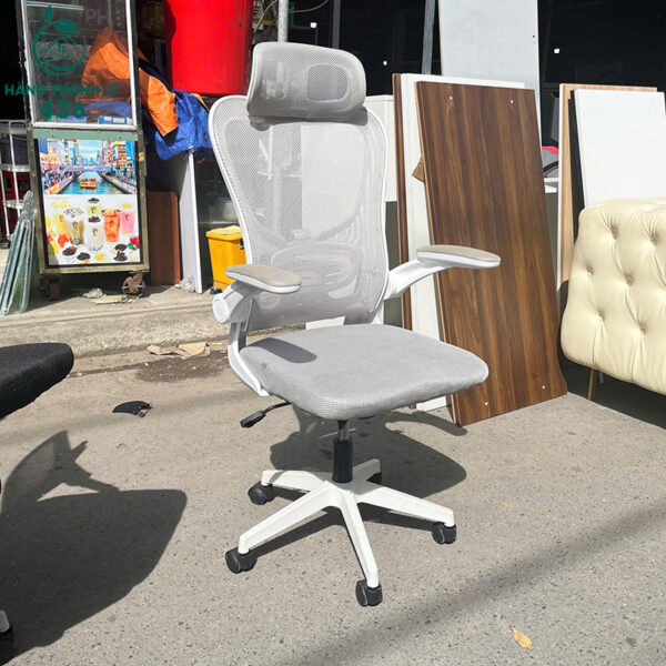 ghe van phong cu lung luoi thoang khi mau xam trang 1