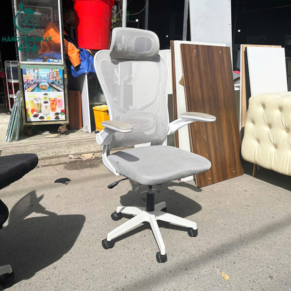 ghe van phong cu lung luoi thoang khi mau xam trang 2