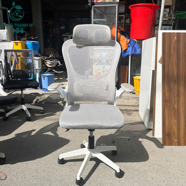 ghe van phong cu lung luoi thoang khi mau xam trang 3