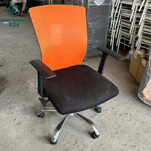 Ghế Xoay Cũ Lưng Lưới Cam Chân Kim Loại Sáng Bóng 3 ghe xoay cu lung luoi cam chan kim loai sang bong 3