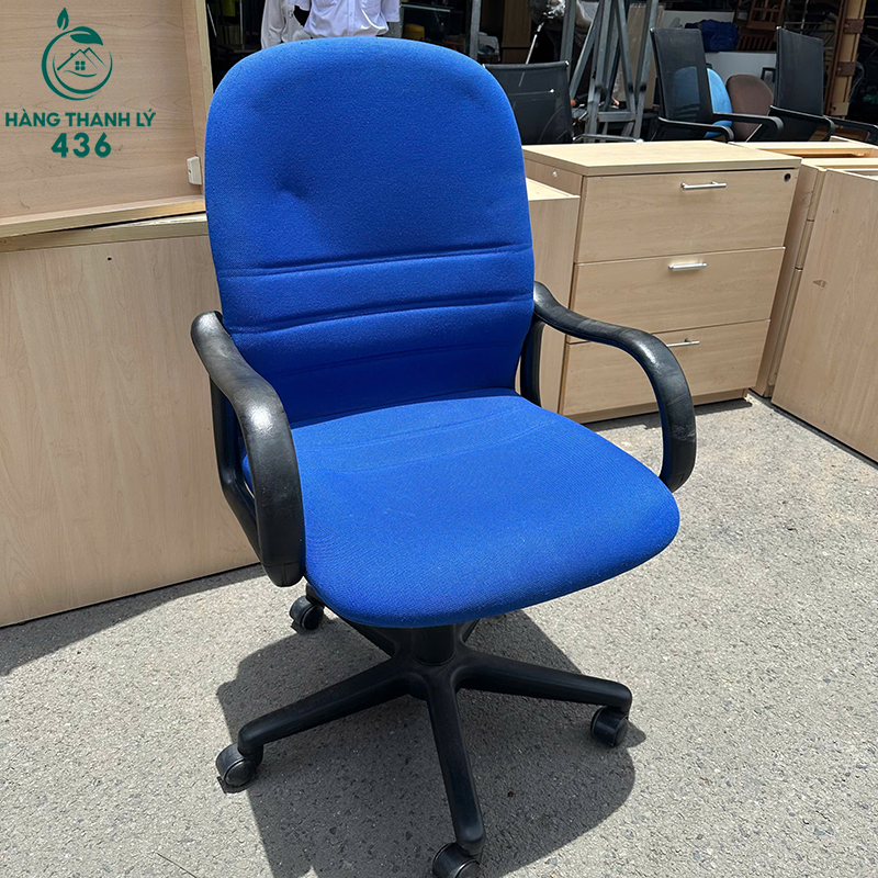 Ghế Xoay Văn Phòng Cũ Bọc Vải Màu Xanh Chân Nhựa 5 ghe xoay van phong cu boc vai mau xanh chan nhua ben chac 1 1