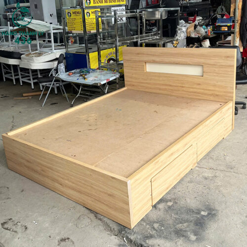 Giường Ngủ Cũ 1M6X2M Gỗ Sáng Có 2 Hộc Kéo