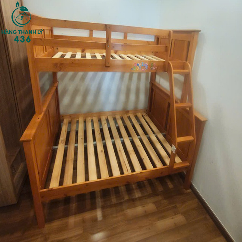 giuong-tang-go-cu-2mx1m-co-thang-len-tien-loi-2 Giường Tầng Gỗ Cũ 2MX1M Có Thang Lên Tiện Lợi
