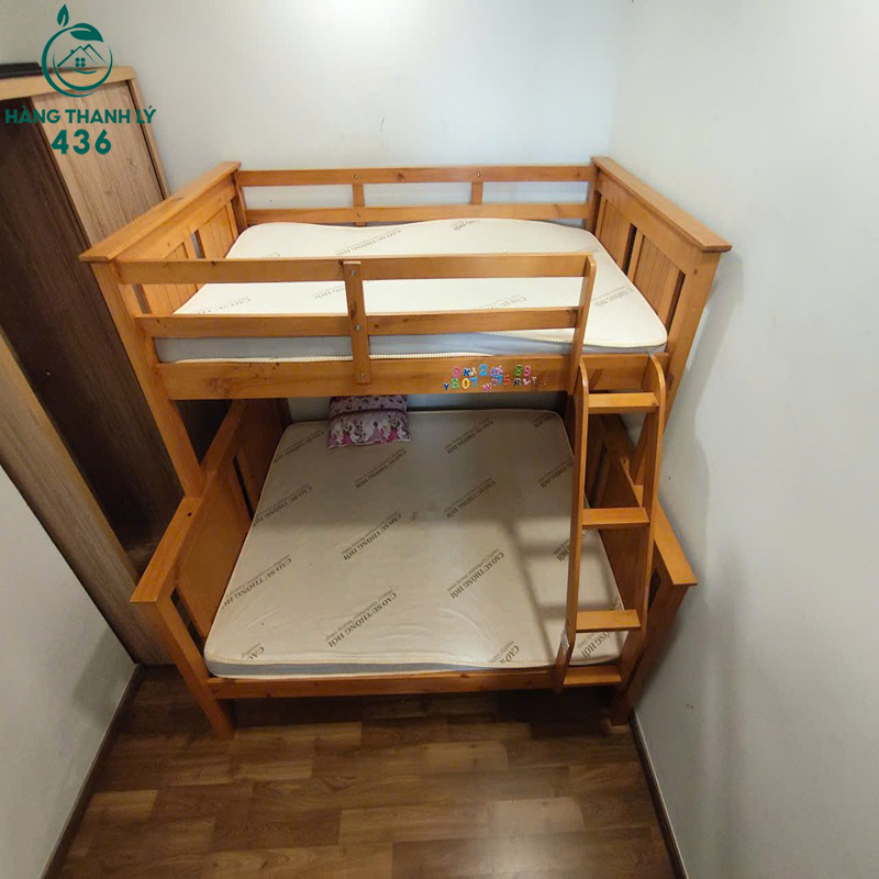 giuong-tang-go-cu-2mx1m-co-thang-len-tien-loi-3 Giường Tầng Gỗ Cũ 2MX1M Có Thang Lên Tiện Lợi