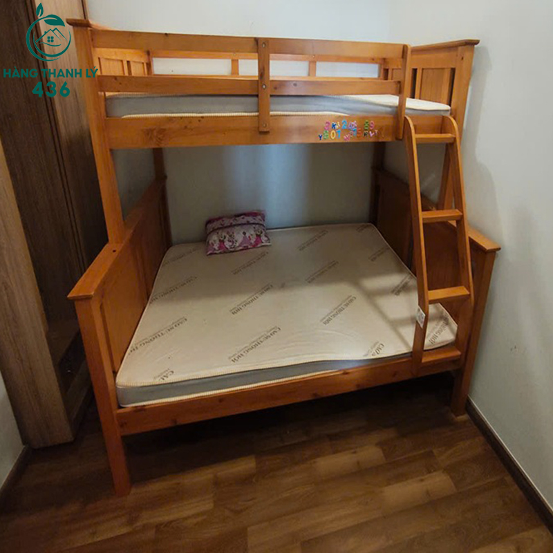 giuong-tang-go-cu-2mx1m-co-thang-len-tien-loi-4 Giường Tầng Gỗ Cũ 2MX1M Có Thang Lên Tiện Lợi