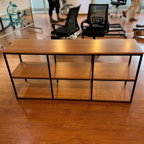 Kệ Trang Trí Cũ Màu Nâu Đỏ 3 Tầng 6 Ngăn Hộc Rộng Rãi