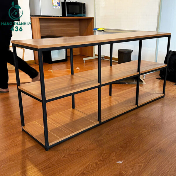 Kệ Trang Trí Cũ Màu Nâu Đỏ 3 Tầng 6 Ngăn Hộc Rộng Rãi