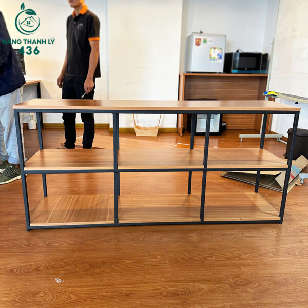 Kệ Trang Trí Cũ Màu Nâu Đỏ 3 Tầng 6 Ngăn Hộc Rộng Rãi