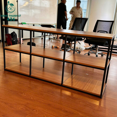 Kệ Trang Trí Cũ Màu Nâu Đỏ 3 Tầng 6 Ngăn Hộc Rộng Rãi