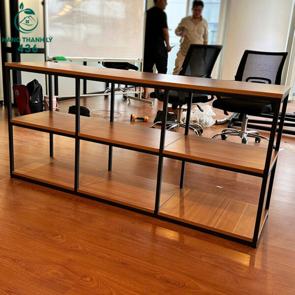 Kệ Trang Trí Cũ Màu Nâu Đỏ 3 Tầng 6 Ngăn Hộc Rộng Rãi