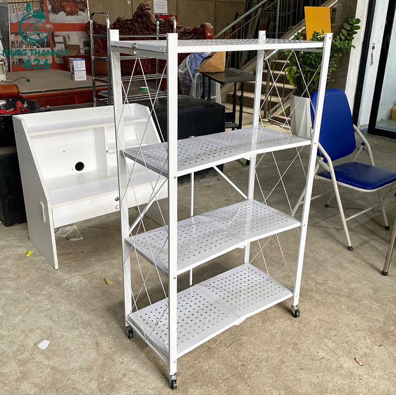 ke-trung-bay-cu-4-tang-luoi-mau-trang-co-banh-xe-3 Kệ Trưng Bày Cũ 4 Tầng Lưới Màu Trắng Có Bánh Xe