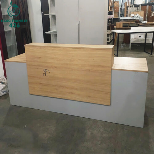 Quầy Lễ Tân Cũ 2MX1M05 Vân Gỗ Phối Xám 3 quay le tan cu 2mx1m05 van go phoi xam 3