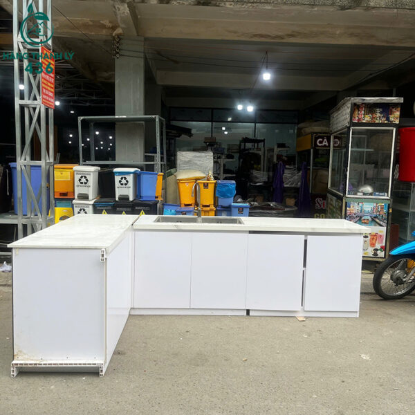 quay pha che cu mau trang chu l tich hop chau rua inox gon 1