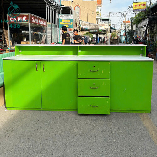 Quầy Thu Ngân Cũ 2M4X90CM Thiết Kế Màu Xanh Lá 5 quay thu ngan cu 2m4x90cm thiet ke mau xanh la 2
