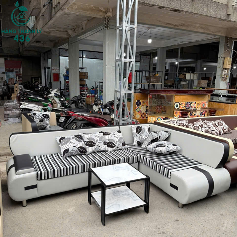 sofa-chu-l-cu-boc-dem-mau-trang-den-thiet-ke-hien-dai Sofa Chữ L Cũ Bọc Đệm Màu Trắng Đen Thiết Kế Hiện Đại