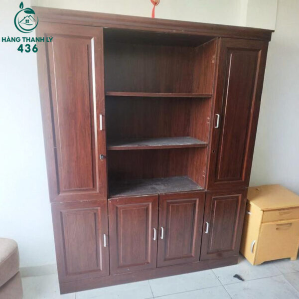 tu ho so cu 1m6x2m go nau dang lon chia nhieu ngan 3