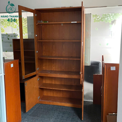 Tủ Hồ Sơ Gỗ Cũ 4 Cánh Kết Hợp Kính Nhiều Tầng 4 tu ho so go cu 4 canh ket hop kinh nhieu tang 1