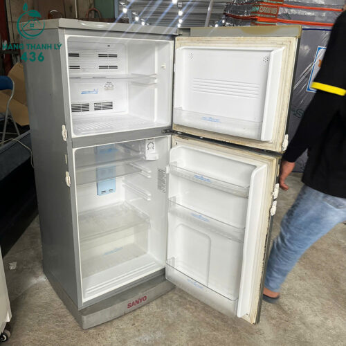 tu lanh cu sanyo mau xam bac 2 canh tien dung 1