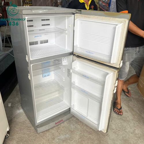 tu lanh cu sanyo mau xam bac 2 canh tien dung 3