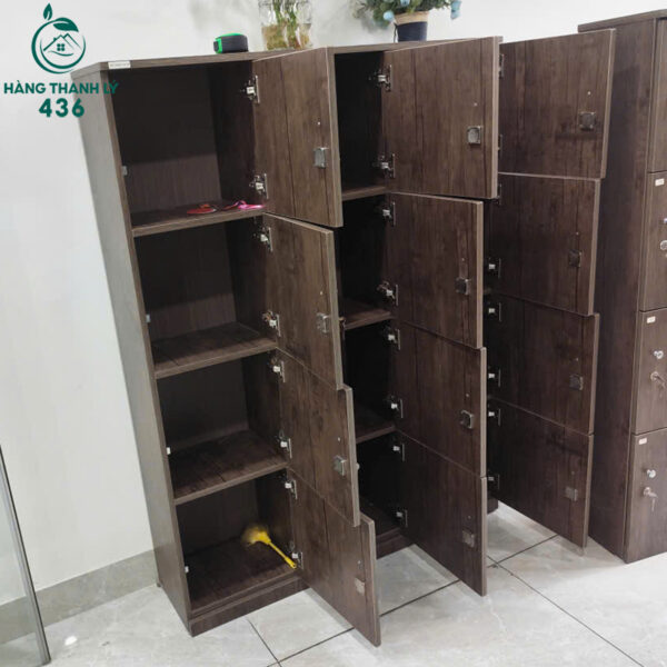 Tủ Locker Cũ 1M6X1M2 Màu Vân Gỗ Nâu 12 Ô Riêng Biệt