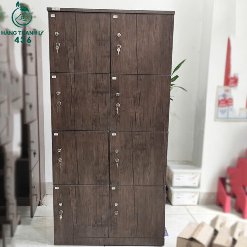 Tủ Locker Cũ 1M6X80CM Vân Gỗ Màu Nâu Đậm