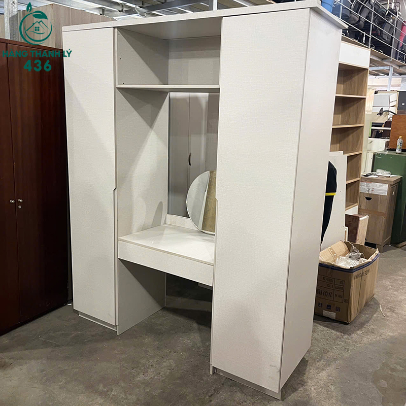 tu-quan-ao-1m75x2m2xsau60cm-mau-trang-kem-ban-trang-diem-2 Tủ Quần Áo 1M75X2M2X60CM Màu Trắng Kèm Bàn Trang Điểm