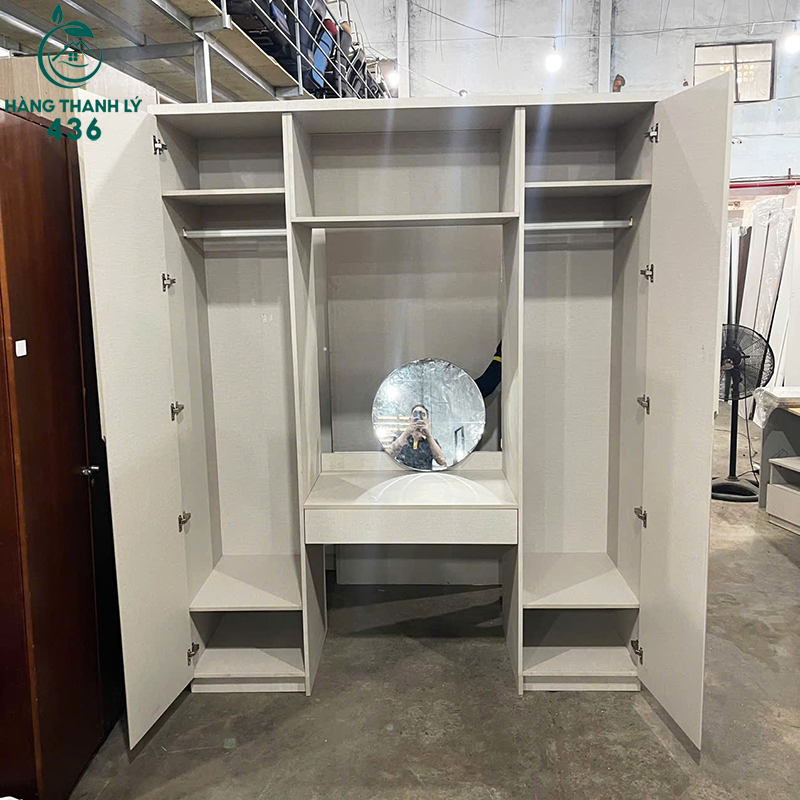 tu-quan-ao-1m75x2m2xsau60cm-mau-trang-kem-ban-trang-diem-4 Tủ Quần Áo 1M75X2M2X60CM Màu Trắng Kèm Bàn Trang Điểm