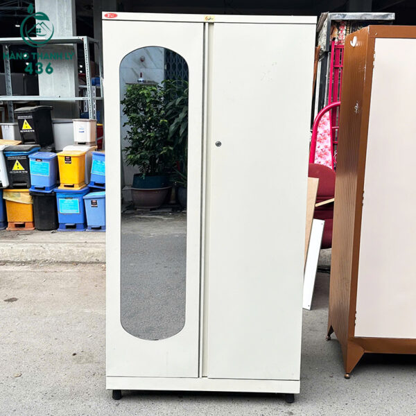 Tủ Sắt Cũ 2 Cánh Màu Trắng Kem Thiết Kế Cao Ráo Hiện Đại