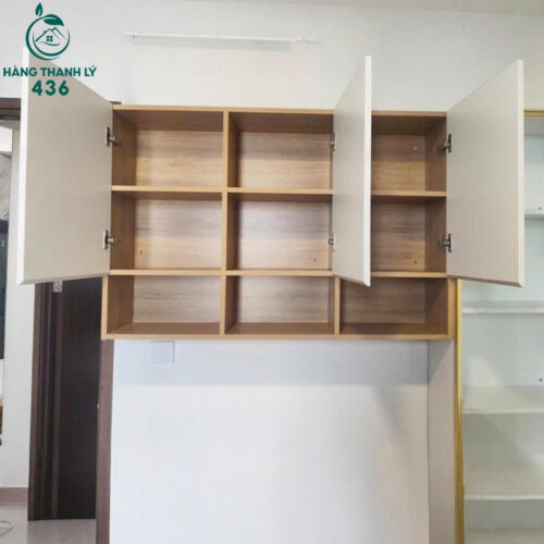Tủ Treo Tường Cũ 1M2X80CM 3 Cánh Màu Trắng Phối Vân Gỗ 2 tu trang tri cu 1m2x80cm 3 canh mau trang phoi van go 1