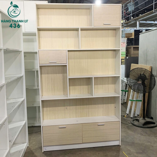 Tủ Trưng Bày Cũ 1M25X2M2 Gỗ Màu Sáng Có Nhiều Ngăn Kéo