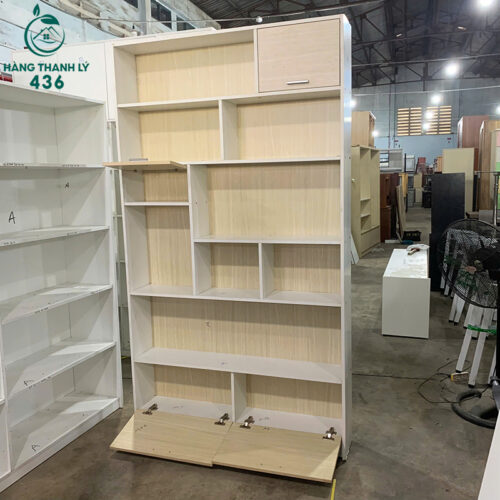 Tủ Trưng Bày Cũ 1M25X2M2 Gỗ Màu Sáng Có Nhiều Ngăn Kéo