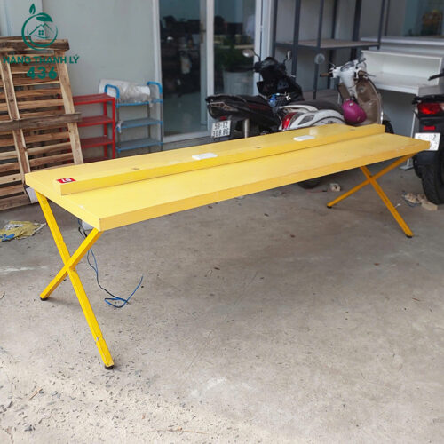 Bàn Cafe Cũ 2M4X80CMX75CM Màu Vàng Chân Chữ X 3 ban cafe cu 2m4 mau vang chan chu x nhieu mau 6