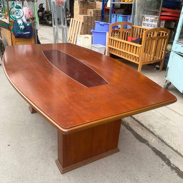 ban hop go cu 2mx1m2x80cm dang oval mau nau 3