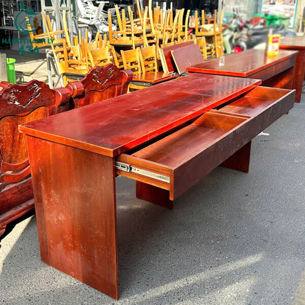ban lam viec cu 1m85x80cm mau nau co 2 hoc 4