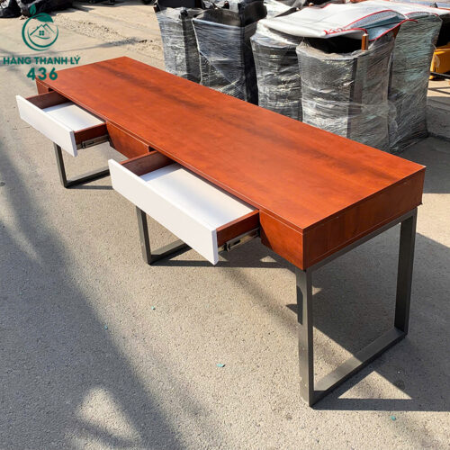 ban lam viec cu 2m1x60cmx75cm go van nau co hai hoc keo 3