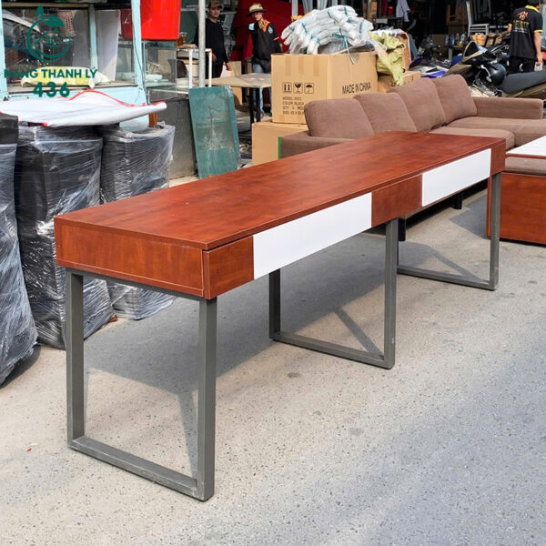 ban lam viec cu 2m1x60cmx75cm go van nau co hai hoc keo 4