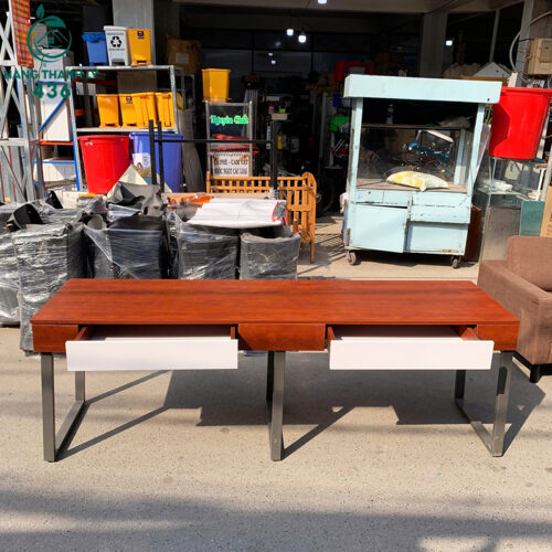 ban lam viec cu 2m1x60cmx75cm go van nau co hai hoc keo 5