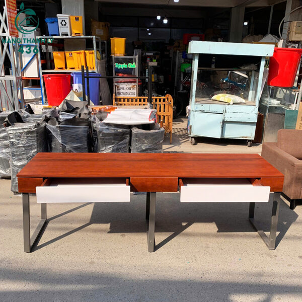 ban lam viec cu 2m1x60cmx75cm go van nau co hai hoc keo 5