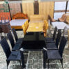 Bộ Bàn Ăn Cũ 6 Ghế Mặt Kính Màu Đen Sang Trọng