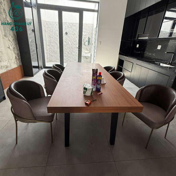 bo ban an cu mat go day mau nau 6 ghe boc da