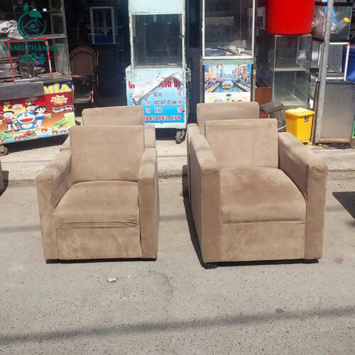 Bộ Ghế Sofa Cũ Bọc Đệm Màu Nâu Be Nhỏ Gọn 4 bo ghe sofa cu boc dem mau nau be nho gon 1