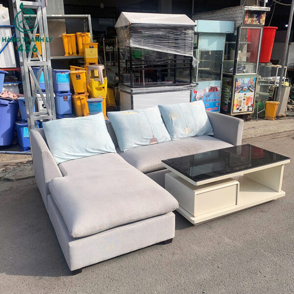Bộ Sofa Cũ 2M2X1M6X80CM Góc Chữ L Bọc Vải Màu Xám