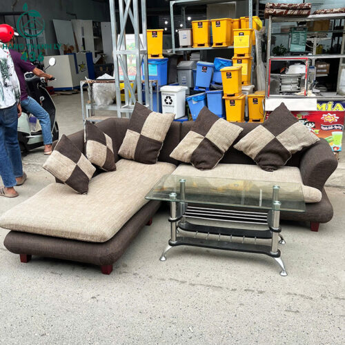Bộ Sofa Cũ Góc Chữ L Màu Nâu Đậm Kèm Gối Tựa Lưng 2 bo sofa cu goc chu l mau nau dam kem goi tua lung 3