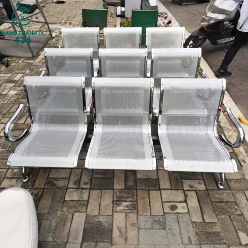 Ghế Băng Chờ Cũ Inox 3 Chỗ Ngồi Thiết Kế Đục Lỗ Thoáng Khí
