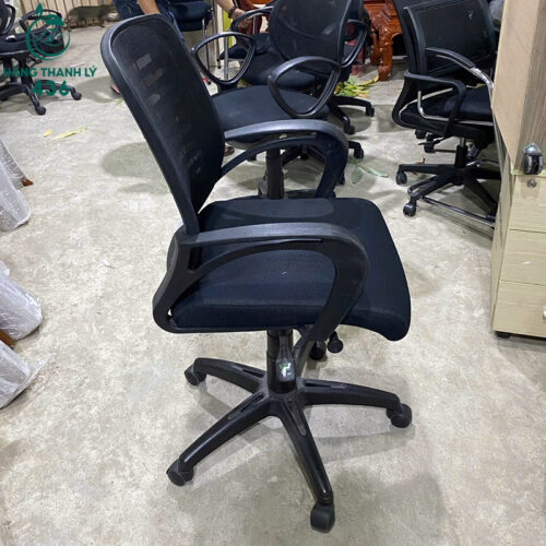 Ghế Làm Việc Cũ Lưng Lưới Thoáng Khí Màu Đen Chân Nhựa 3 ghe lam viec cu lung luoi thoang khi mau den chan nhua 1